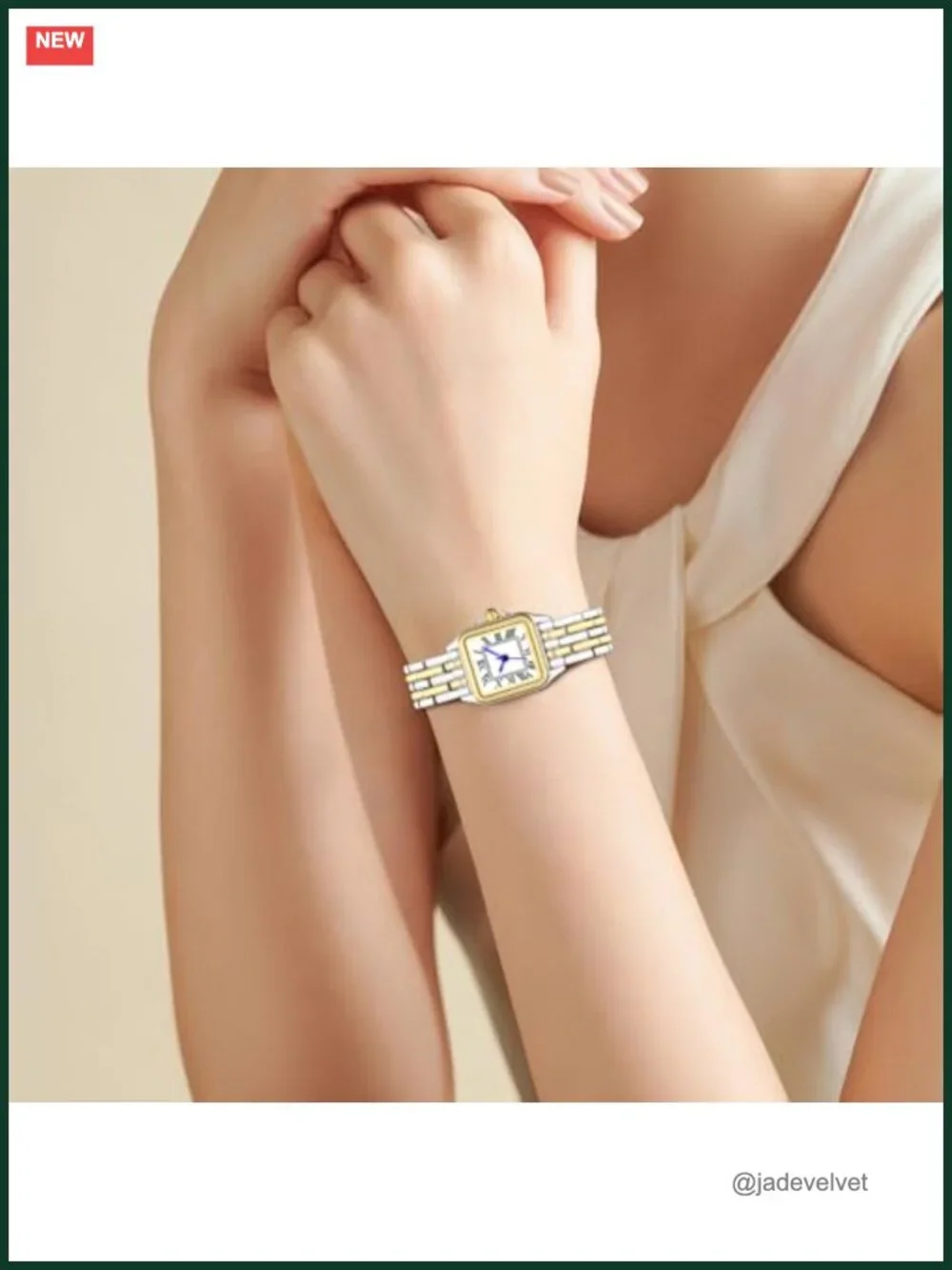 Square Roman Numeral Dial Gold Plated Watch Quartz
